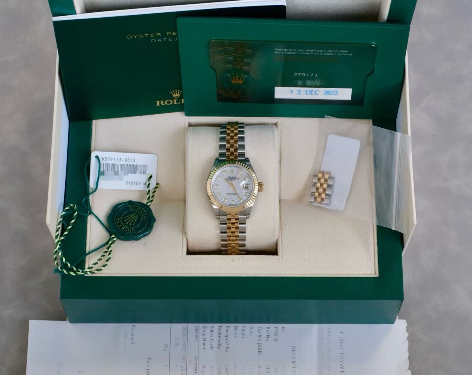 ✦ 劳力士 Rolex 女装日志型 279173 贝母钻刻 28毫米 18K黄金间金 2022年全套极品