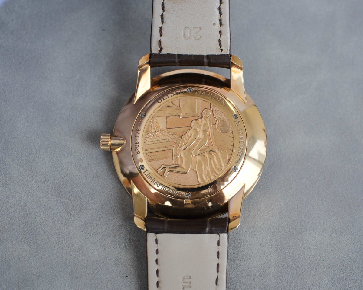 雅典/Ulysse Nardin 鎏金 8206-168B-2/31 手动机械,18k玫瑰金,镶钻表 单表好价