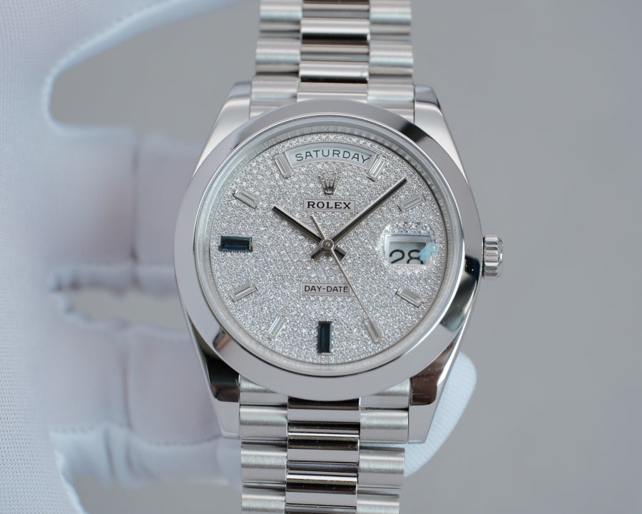 Rolex 劳力士 星期日历型 m228206-0029 原钻满天星,6/9蓝宝石,表经40mm, 2021年 全套现货