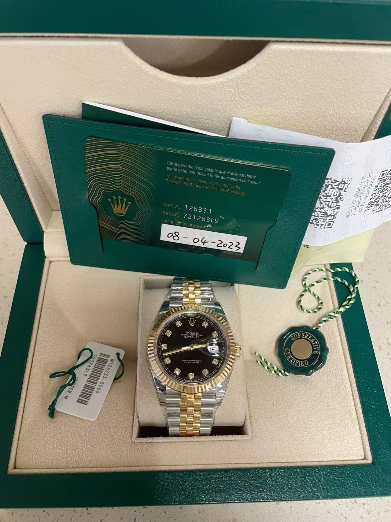 ✦ Rolex Datejust 41 126333 Two-Tone Black Diamond Dial 41mm Full Set 2023