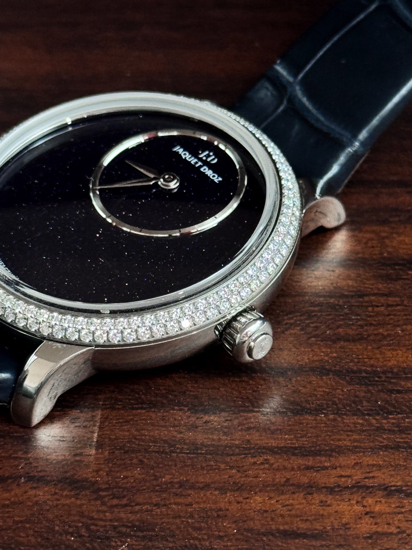 雅克德罗 Jaquet Droz 时分小针盘系列 J005000271 砂金石镶钻 35毫米 自动机械 99新单表