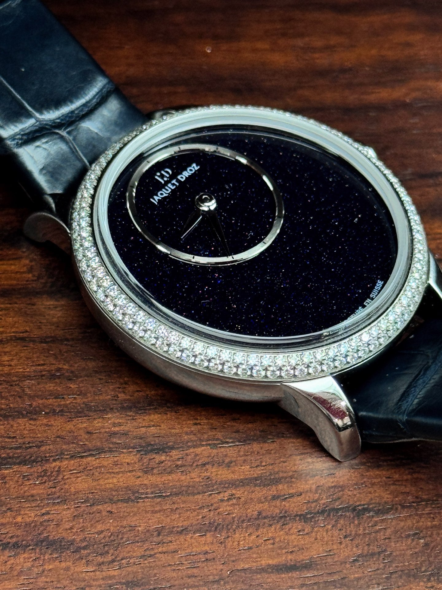 雅克德罗 Jaquet Droz 时分小针盘系列 J005000271 砂金石镶钻 35毫米 自动机械 99新单表