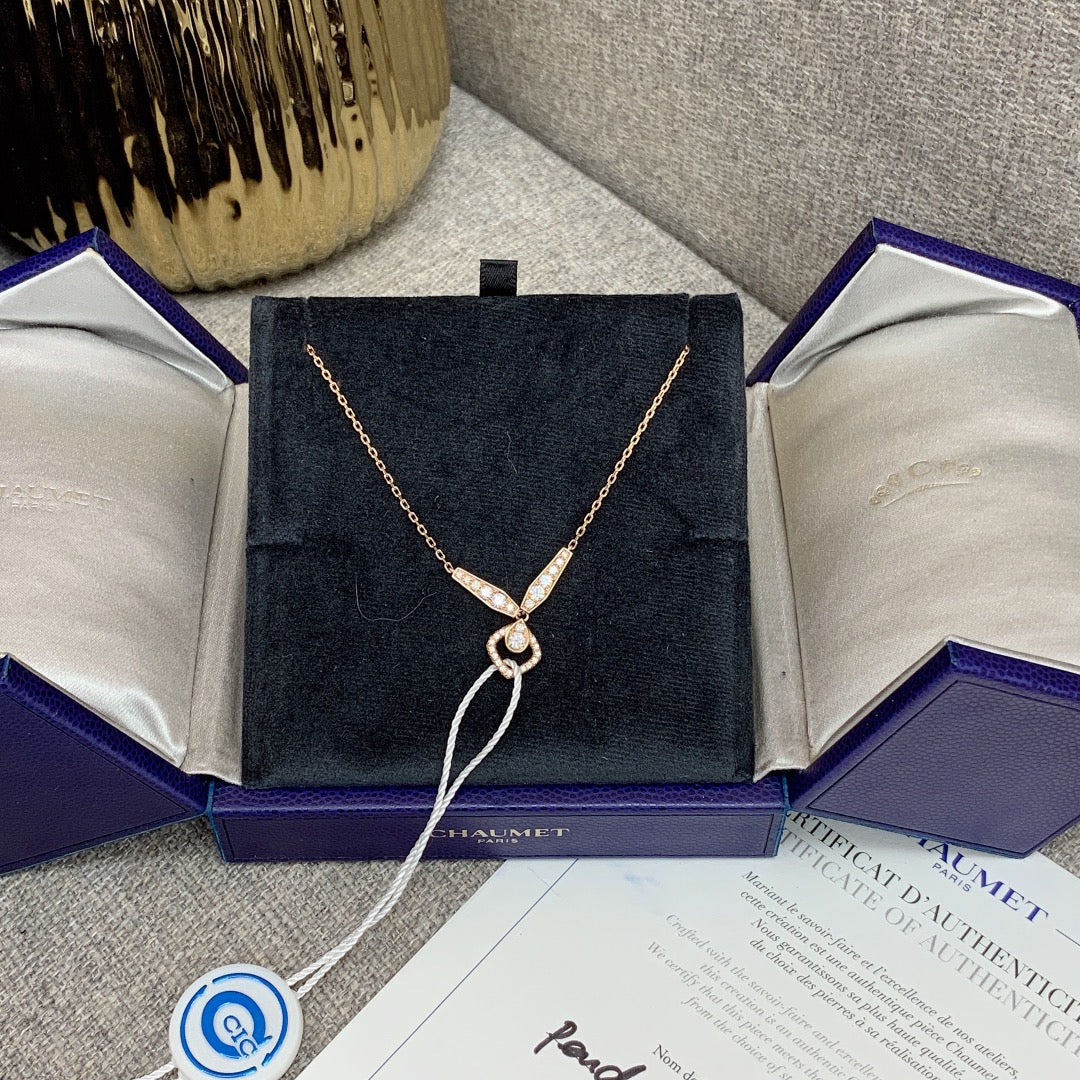 Chaumet Josephine Collection Heron Feather Tiara 18K Rose Gold Diamond Necklace, 2018 Full Set Available, Hq230311