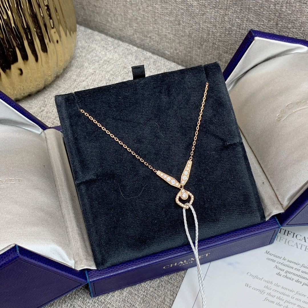 Chaumet Josephine Collection Heron Feather Tiara 18K Rose Gold Diamond Necklace, 2018 Full Set Available, Hq230311