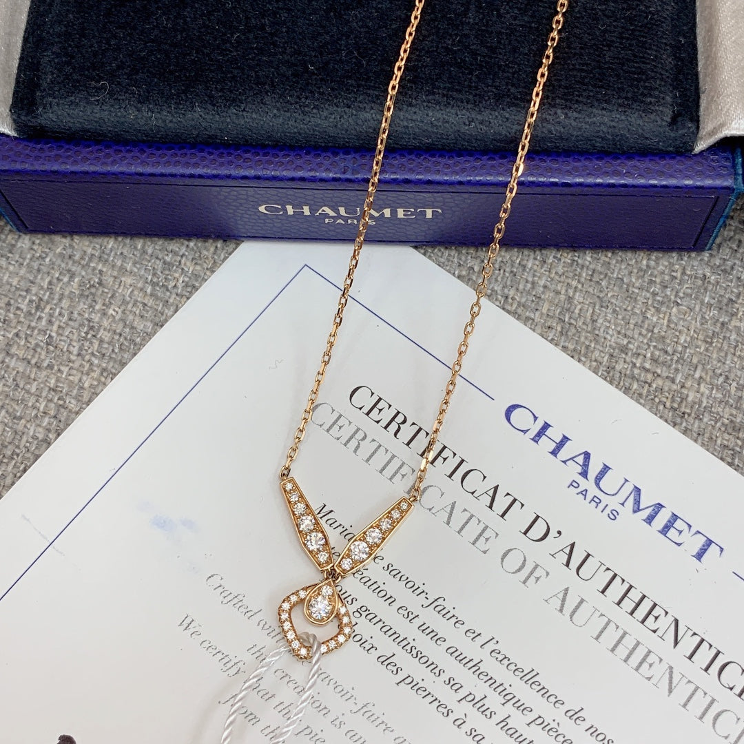 Chaumet Josephine Collection Heron Feather Tiara 18K Rose Gold Diamond Necklace, 2018 Full Set Available, Hq230311