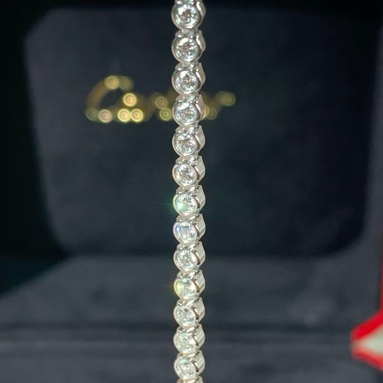 Cartier Classic Collection 18K White Gold Full Diamond Tennis Bracelet 17cm, 2017 Complete Set, In Stock, H260119