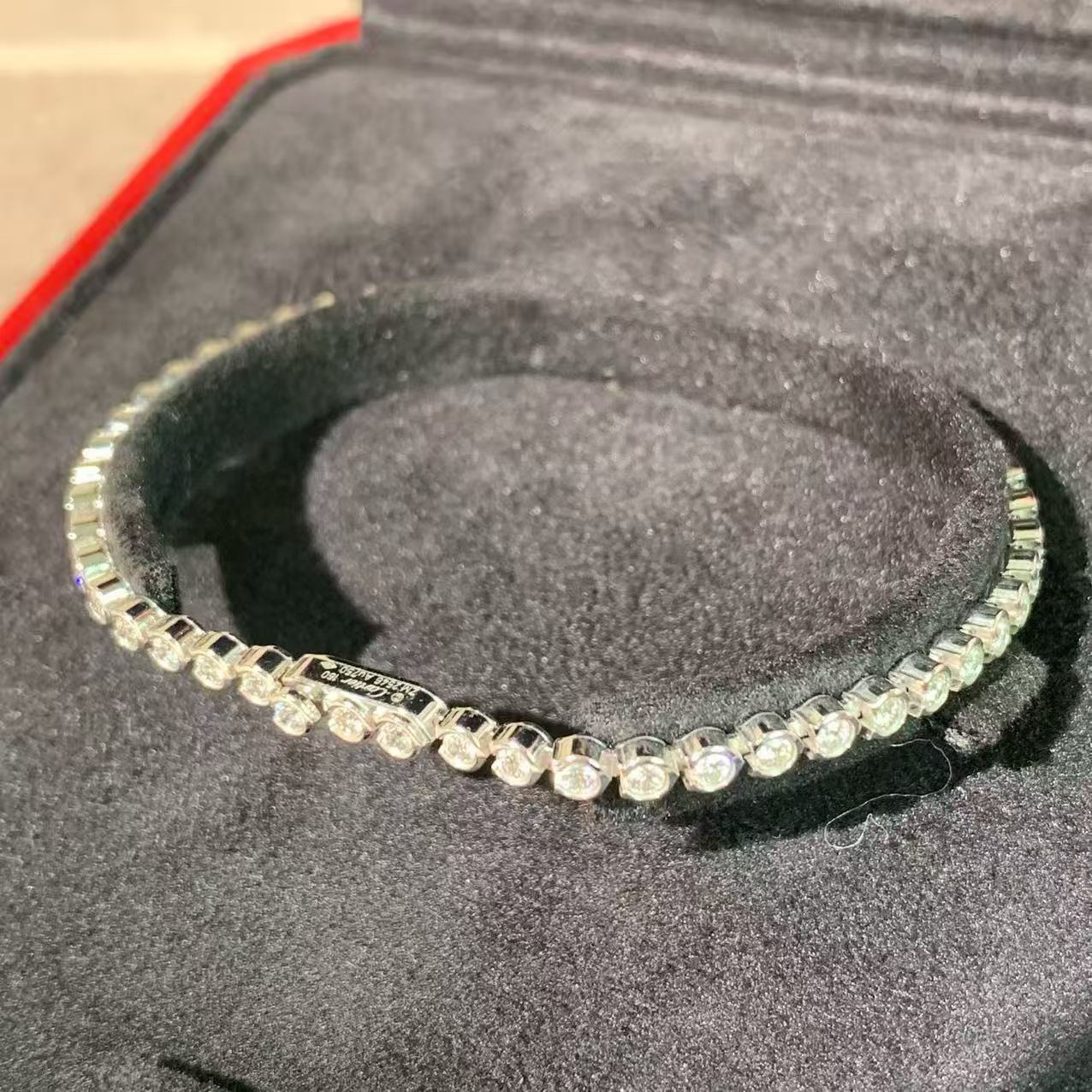 Cartier Classic Collection 18K White Gold Full Diamond Tennis Bracelet 17cm, 2017 Complete Set, In Stock, H260119