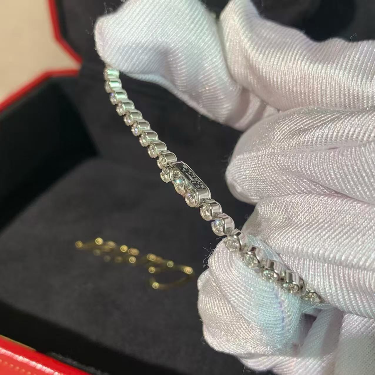 Cartier Classic Collection 18K White Gold Full Diamond Tennis Bracelet 17cm, 2017 Complete Set, In Stock, H260119