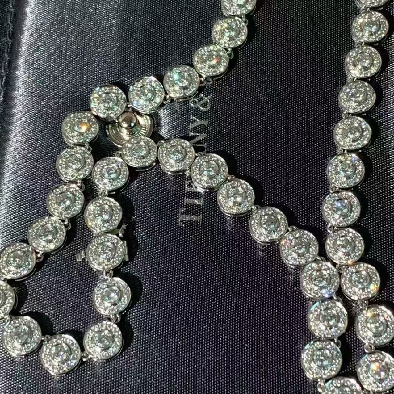 Tiffany & Co. CIRCLET Collection 18K White Gold Full Diamond Round Necklace with Top-Quality Beads and Box