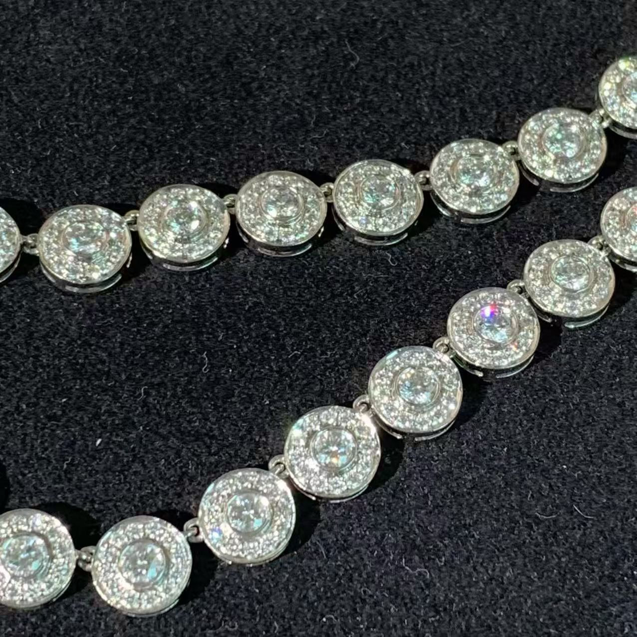 Tiffany & Co. CIRCLET Collection 18K White Gold Full Diamond Round Necklace with Top-Quality Beads and Box