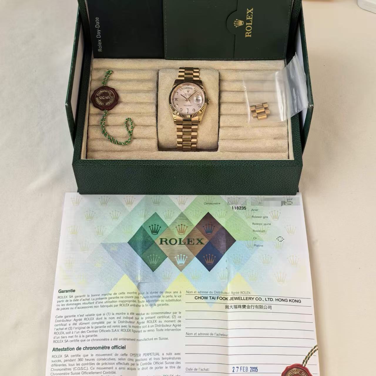 ✦ 劳力士 Rolex 星期日历型 36毫米 18K玫瑰金 元首表