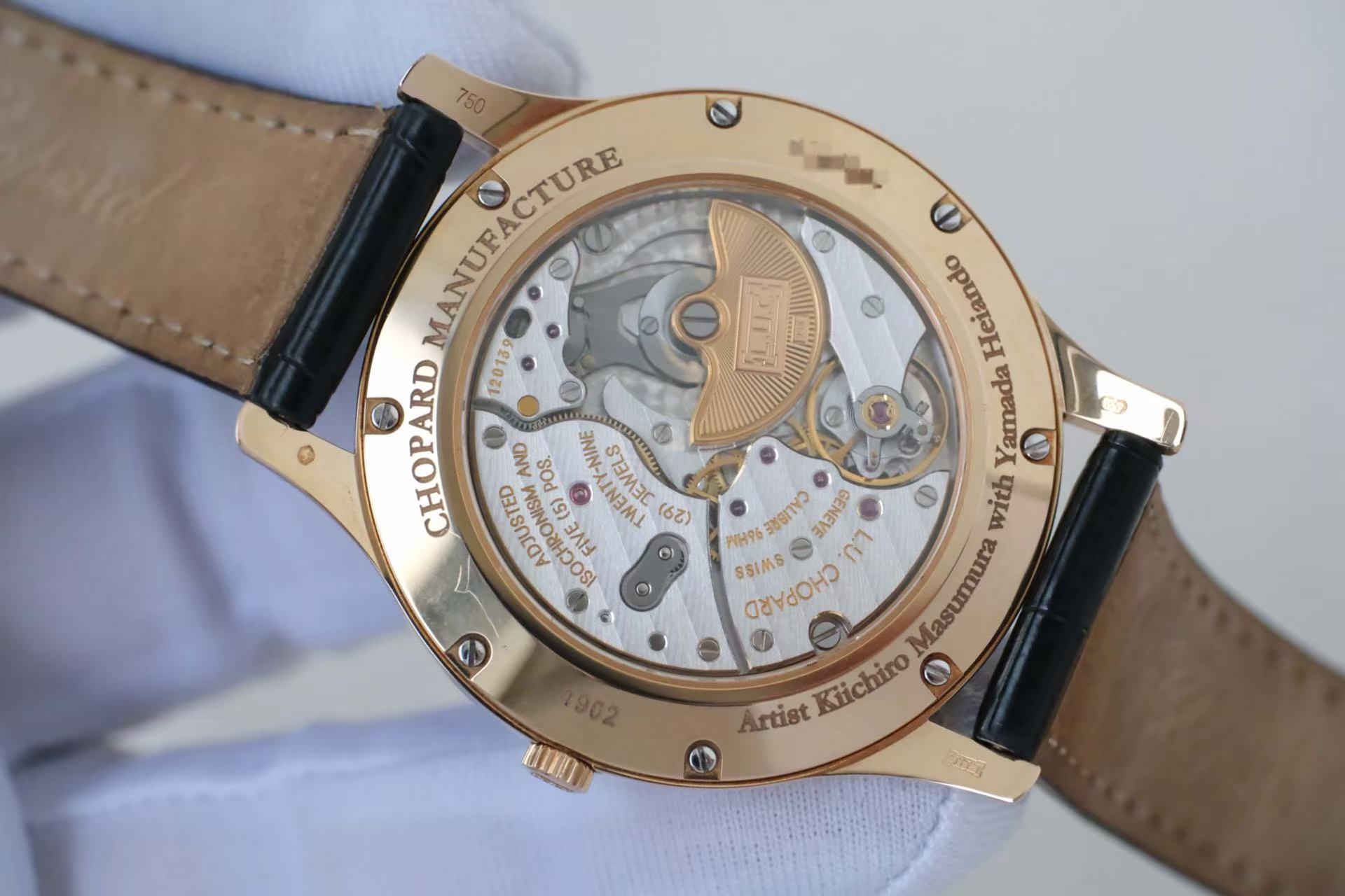 ✦ 萧邦 Chopard L.U.C 系列 39.5毫米 18K玫瑰金 莳绘工艺孔雀表盘