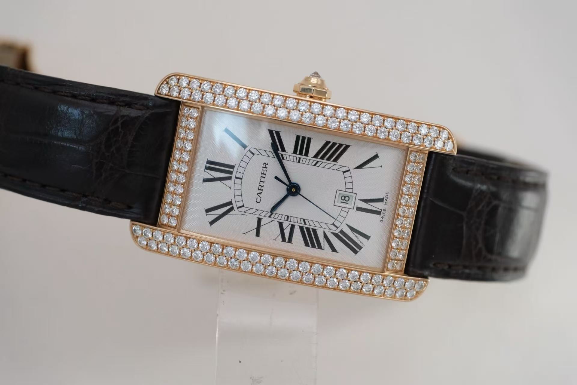 卡地亚 Cartier 坦克系列 Tank WB704851 18K玫瑰金 原厂镶钻 自动机械 45.1mm