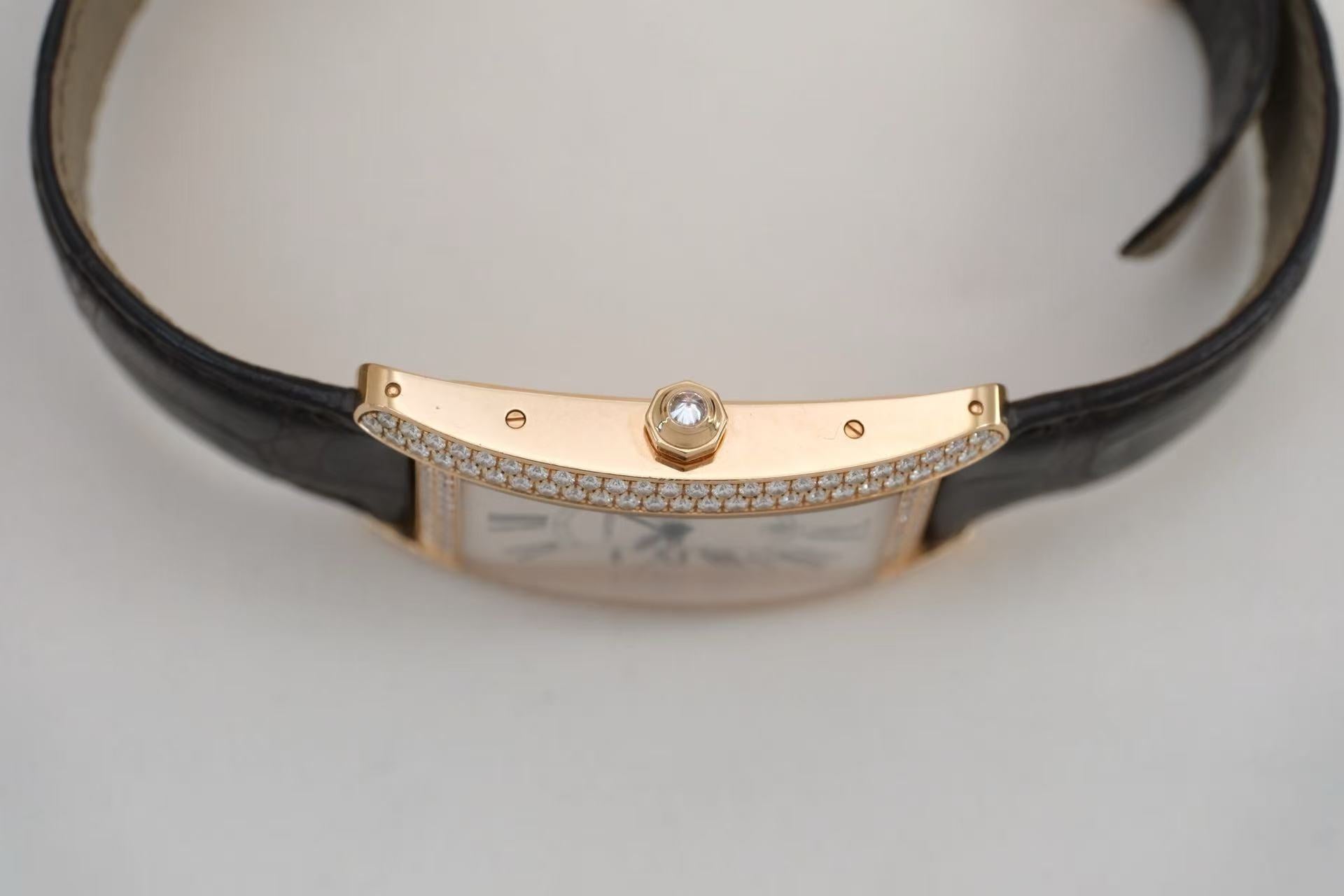 卡地亚 Cartier 坦克系列 Tank WB704851 18K玫瑰金 原厂镶钻 自动机械 45.1mm