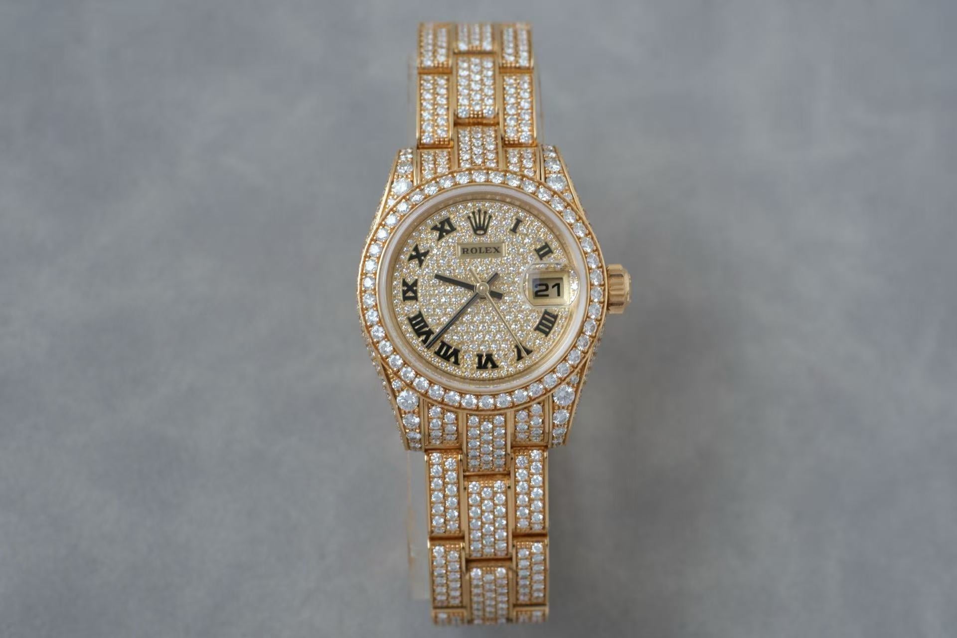 ✦ 劳力士 Rolex 女装日志型 26毫米 18K黄金 满天星原装全镶钻 179458