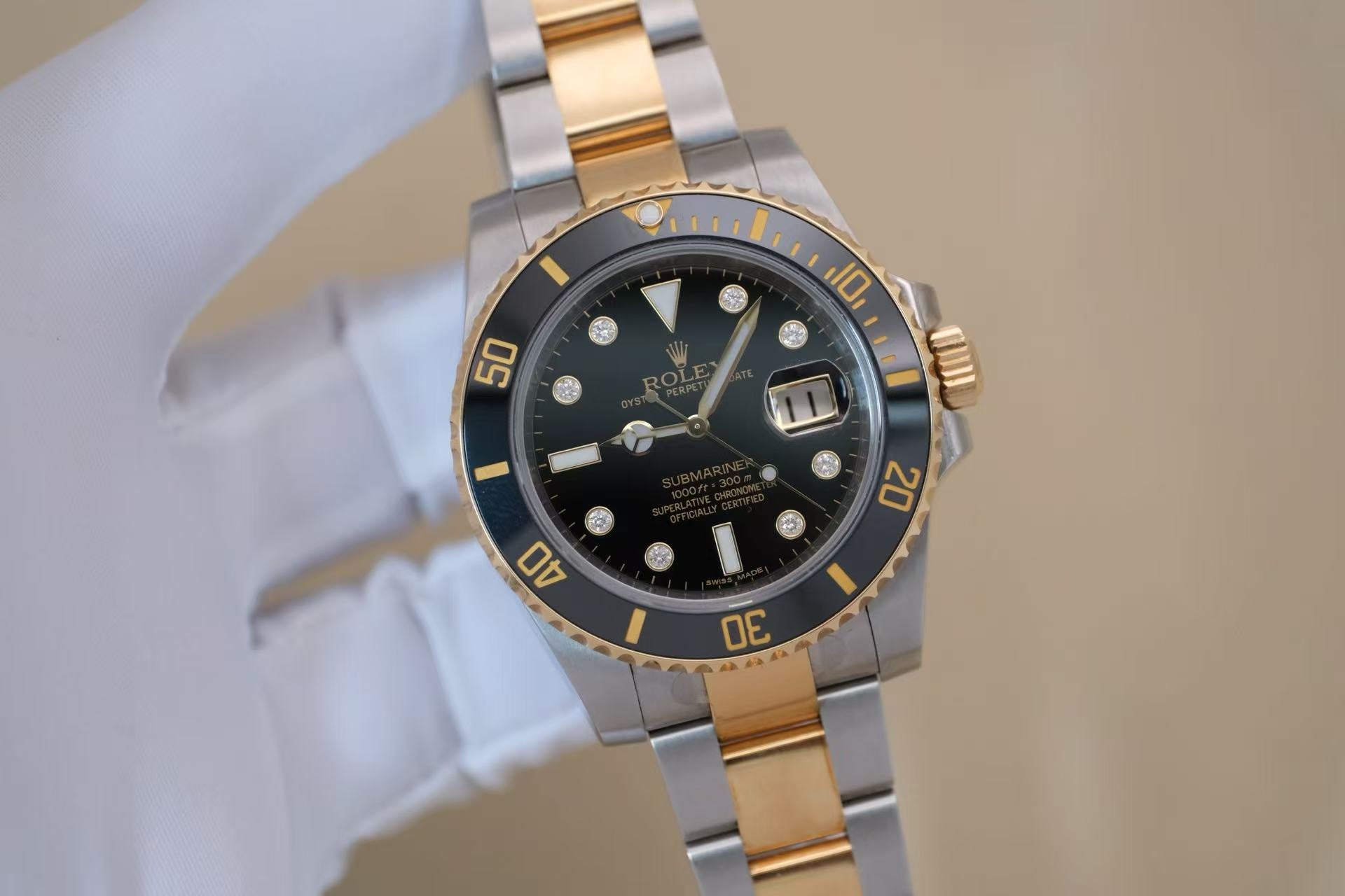✦ 劳力士 Rolex 潜航者型 40毫米 间金黑水鬼 8钻刻度 116613-LN