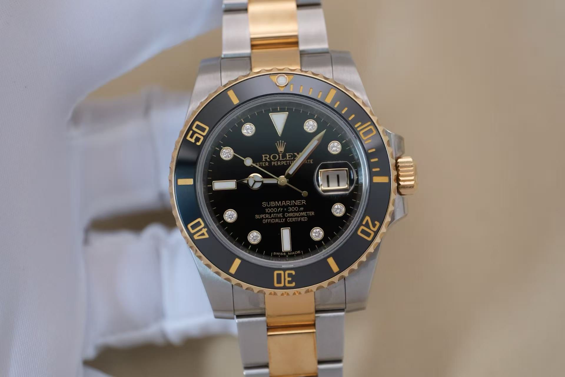 ✦ 劳力士 Rolex 潜航者型 40毫米 间金黑水鬼 8钻刻度 116613-LN