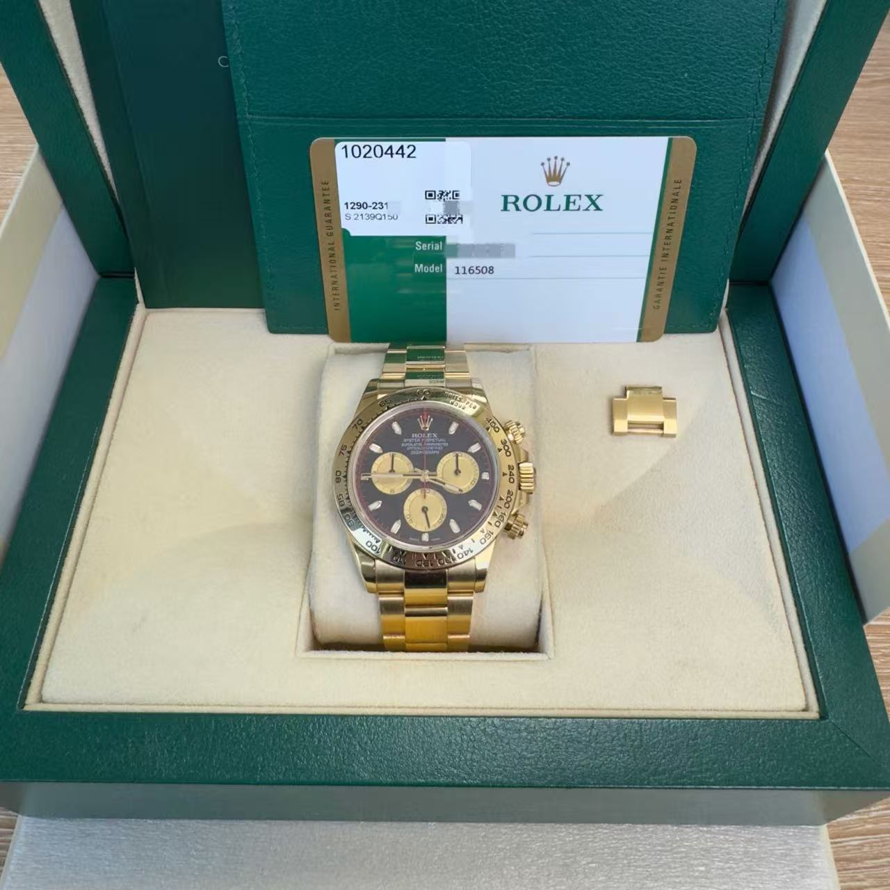 ✦ 劳力士 Rolex 宇宙计型迪通拿 40毫米 18K黄金 金面黑圈 m116508 (2019年全套)