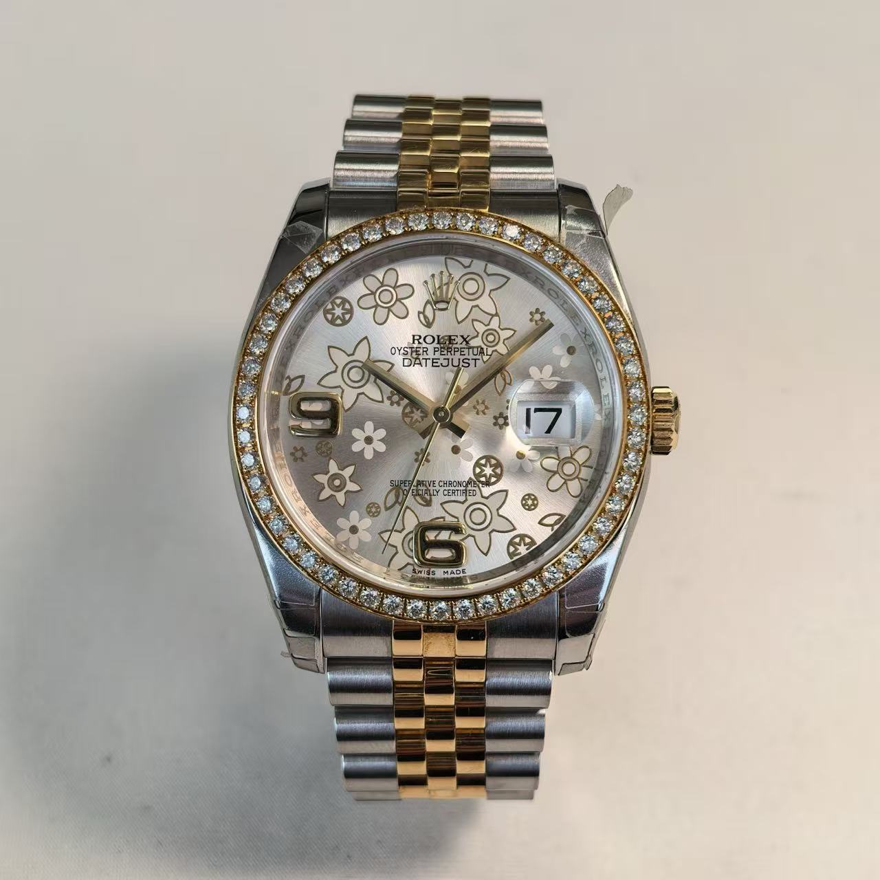 ✦ 劳力士 Rolex 日志型 36毫米 黄金钢 原厂镶钻外圈 繁花表盘 116243 (带保卡收据)