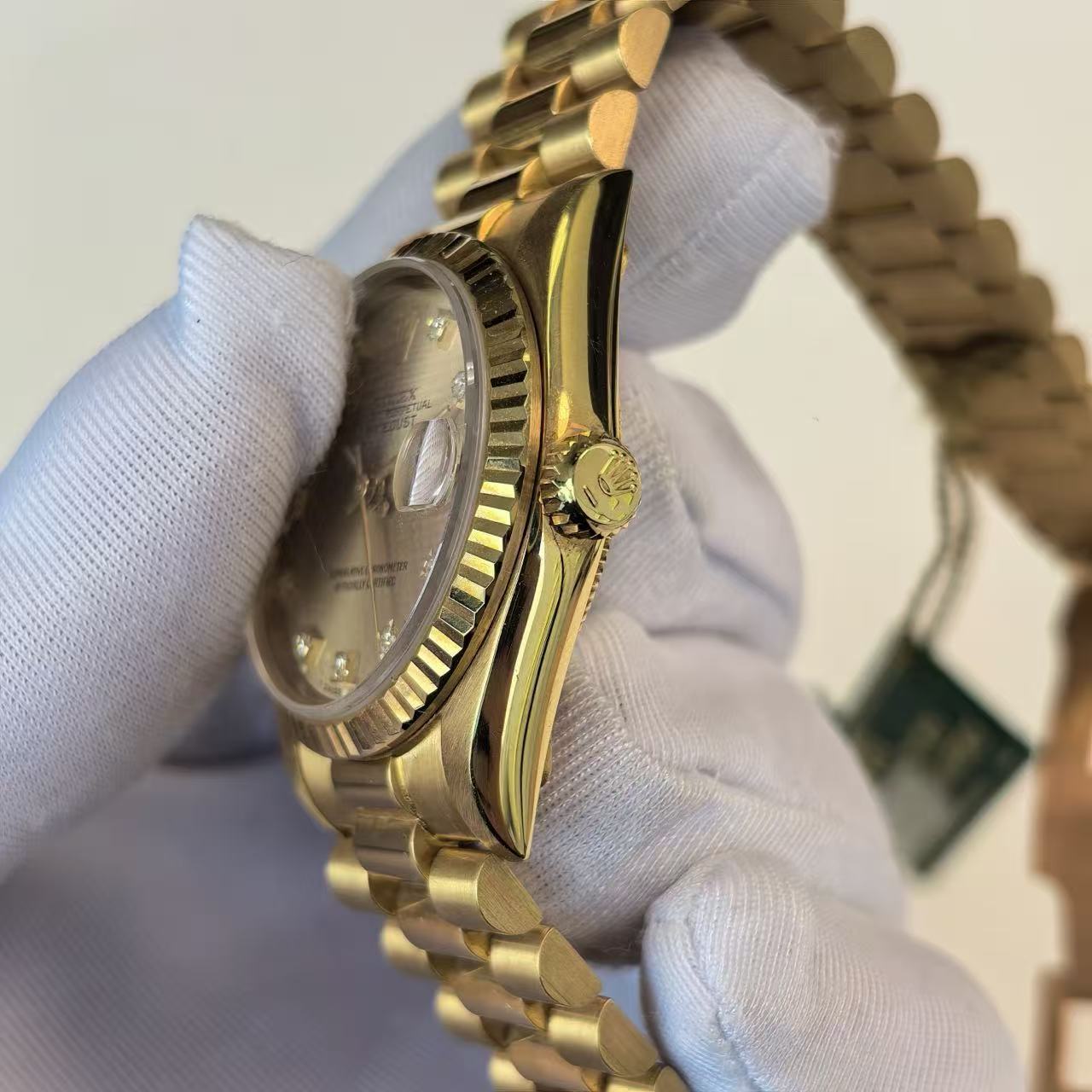 ✦ 劳力士 Rolex 日志型 Datejust 31毫米 18K黄金 香槟盘镶钻 68278 (带原始纸单/全长)