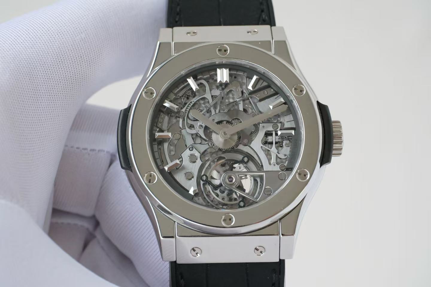 ✦ Hublot 45mm PT950 Platinum Skeleton Tourbillon Watch 504.TX.0170.LR.YOS16 (Limited Edition of 10 Pieces Worldwide/Complete Set)