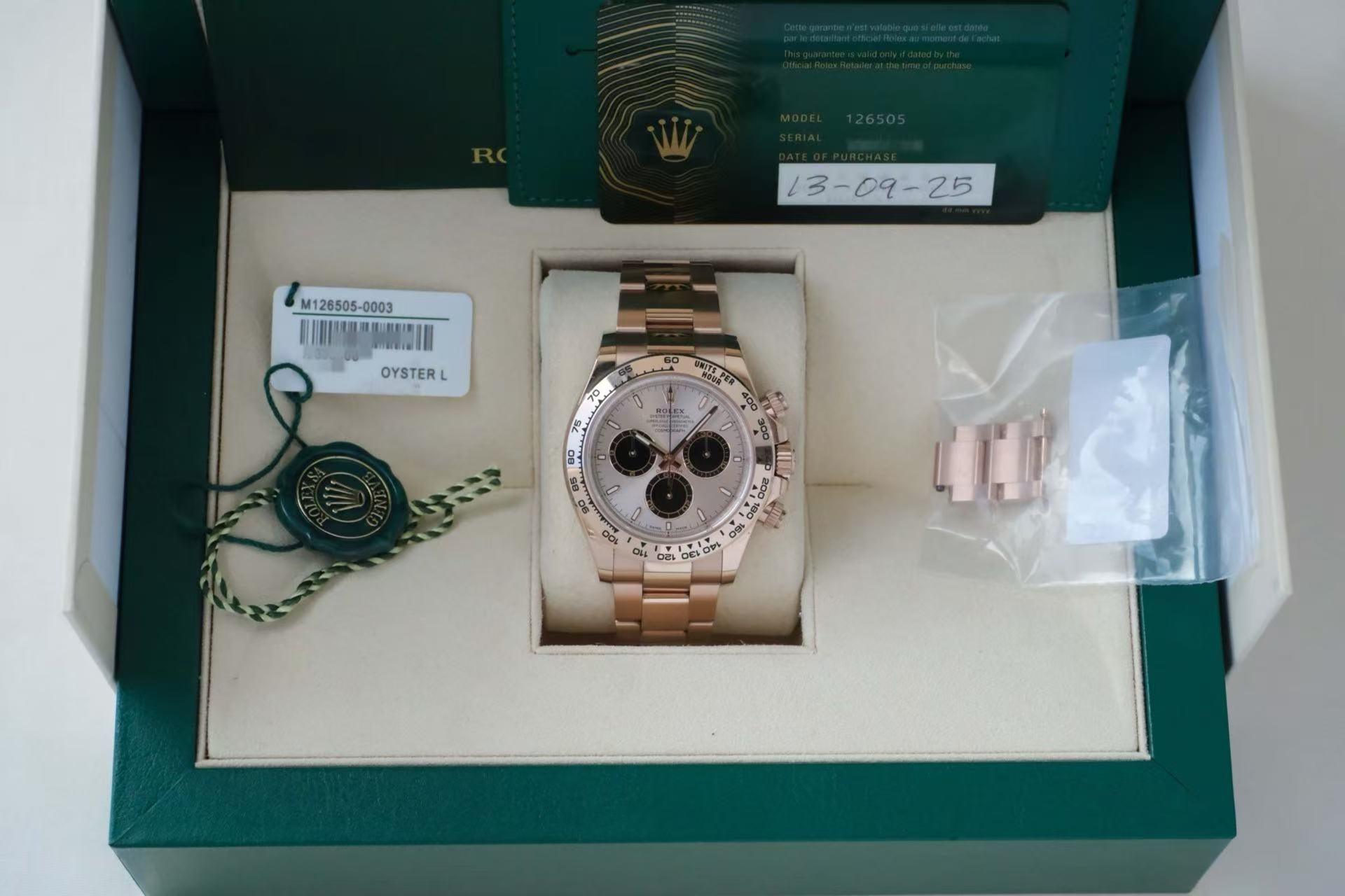 ✦ 劳力士 Rolex 宇宙计型迪通拿 40毫米 18K永恒玫瑰金 126505-0003 (2025年9月准新全套/全长)