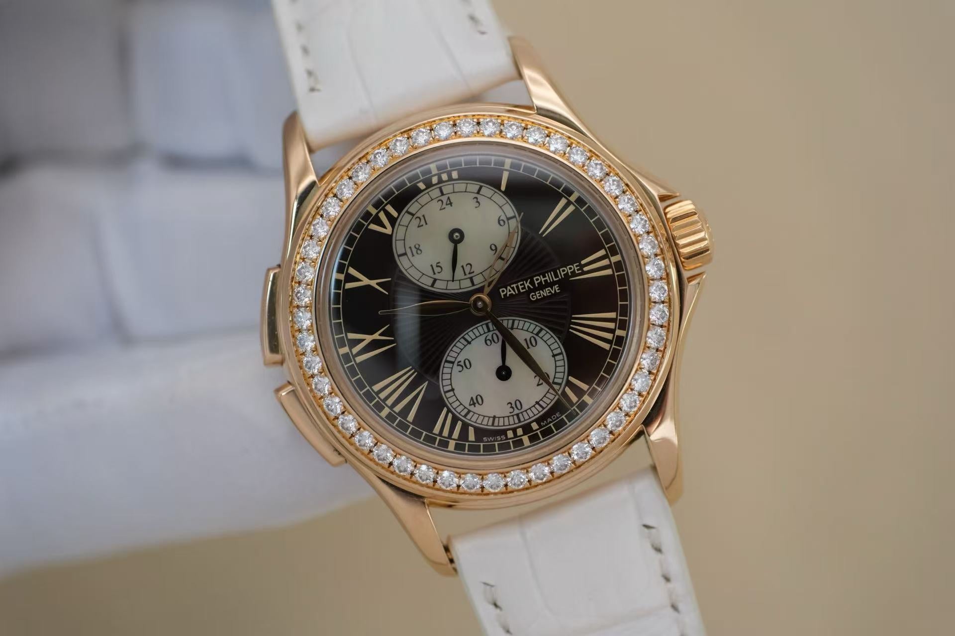 ✦ Patek Philippe Classic Collection 35mm 18K Rose Gold Diamond-set Dual Time 4934R-001 (55 series/watch only)