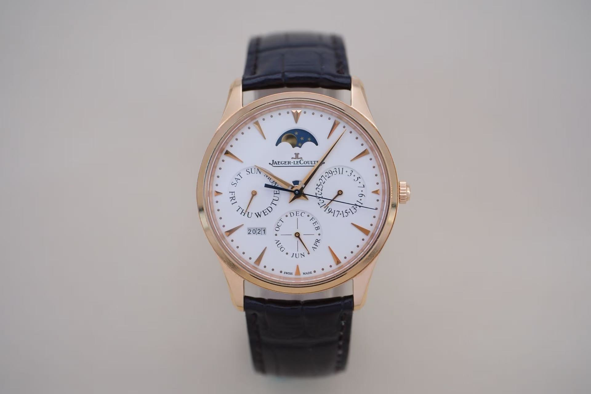 ✦ Jaeger-LeCoultre Master Ultra Thin 39mm 18K Rose Gold Annual Calendar Moon Phase Watch Q1302520 (Official 8-Year Extended Warranty/Watch Only, 2020)