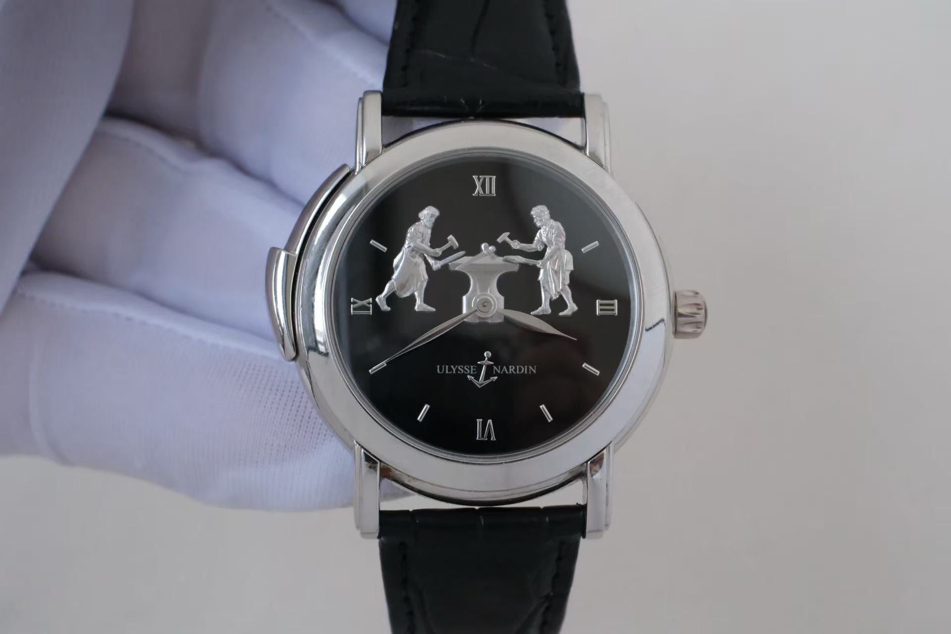 ✦ Ulysse Nardin Gilded Series 38.5mm PT950 Platinum Blacksmith Figure Minute Repeater 719-20 (Limited Edition of 50 Pieces Worldwide / Excellent Condition Available Now)