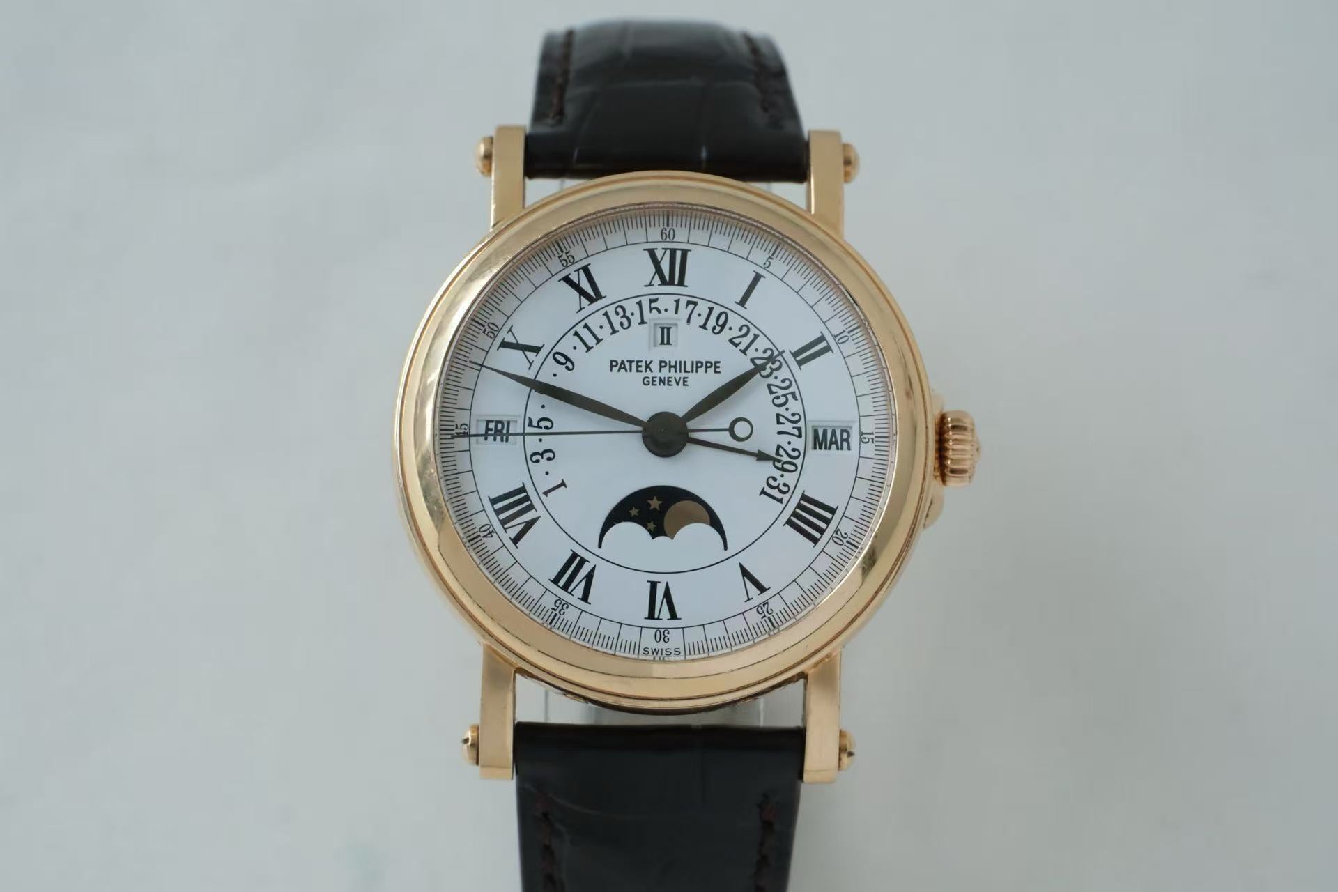 ✦ Patek Philippe Grand Complications Timepiece 36mm 18K Rose Gold Moon Phase Perpetual Calendar 5059R (Geneva Single Watch/Classic Lantern Clasp)