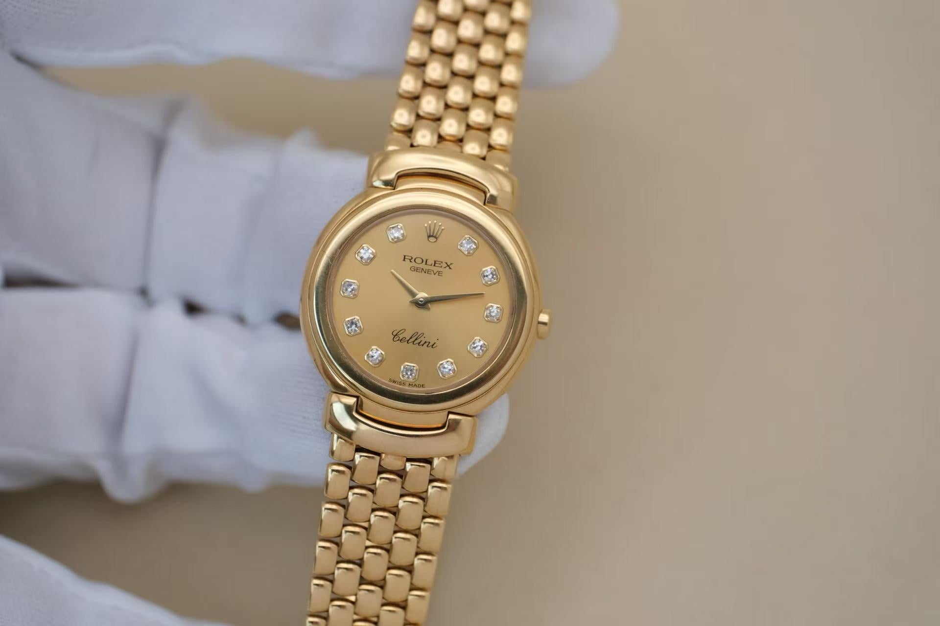 ✦ 劳力士 Rolex 切利尼系列 26毫米 18K黄金 奢华钻面 石英女表 6621 (优雅艺术/单表现货)