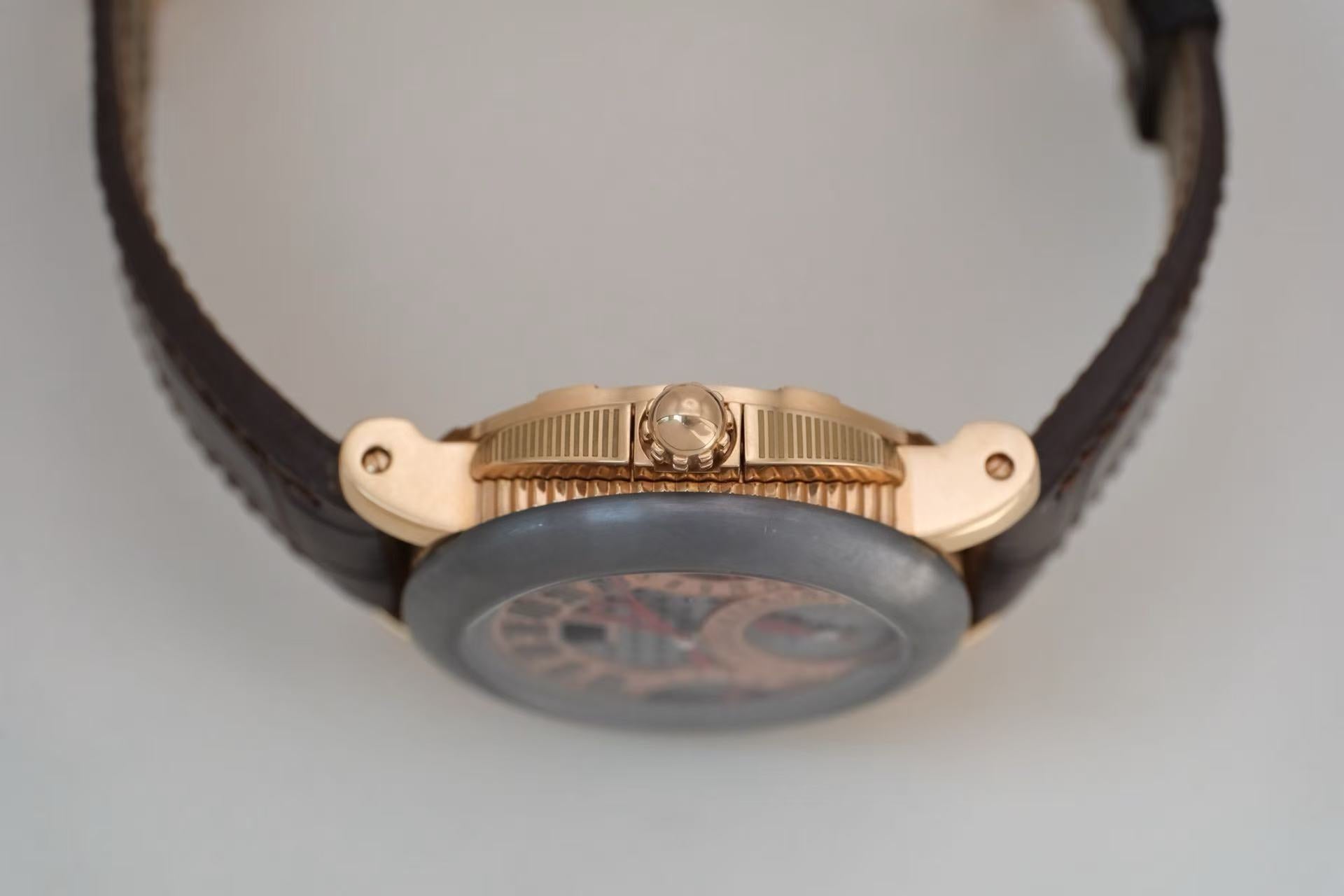 ✦ Gerald Genta 45mm Automatic Mechanical Chronograph in Tantalum with 18K Rose Gold Jumping Hour Retrograde Flyback (Designer Brand's Exclusive Masterpiece/In Stock)