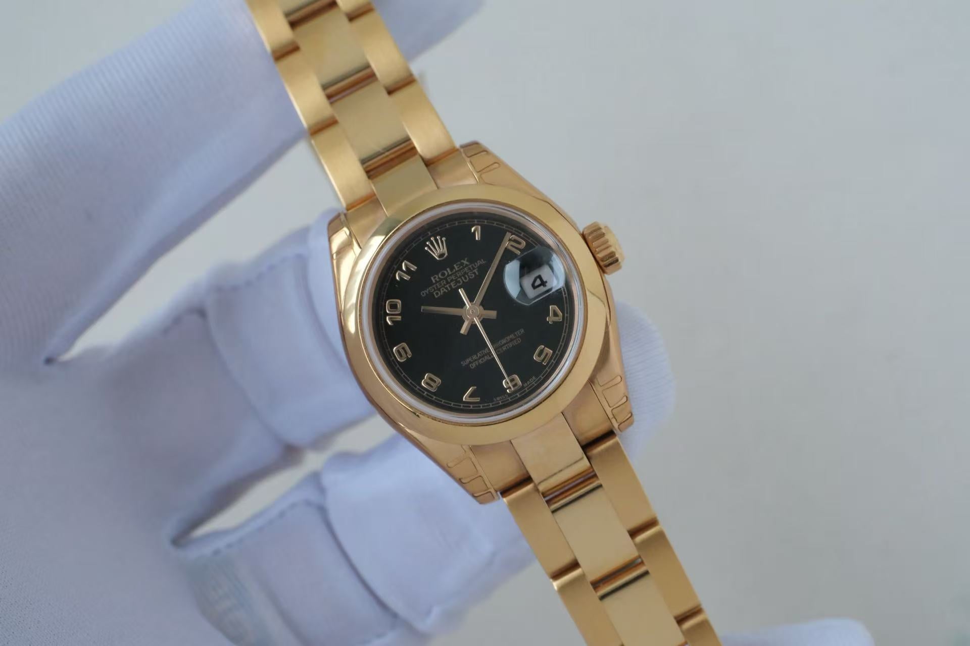 ✦ 劳力士 Rolex 女装日志型 26毫米 18K玫瑰金 黑盘 179165 (大全套/99新试戴品相)