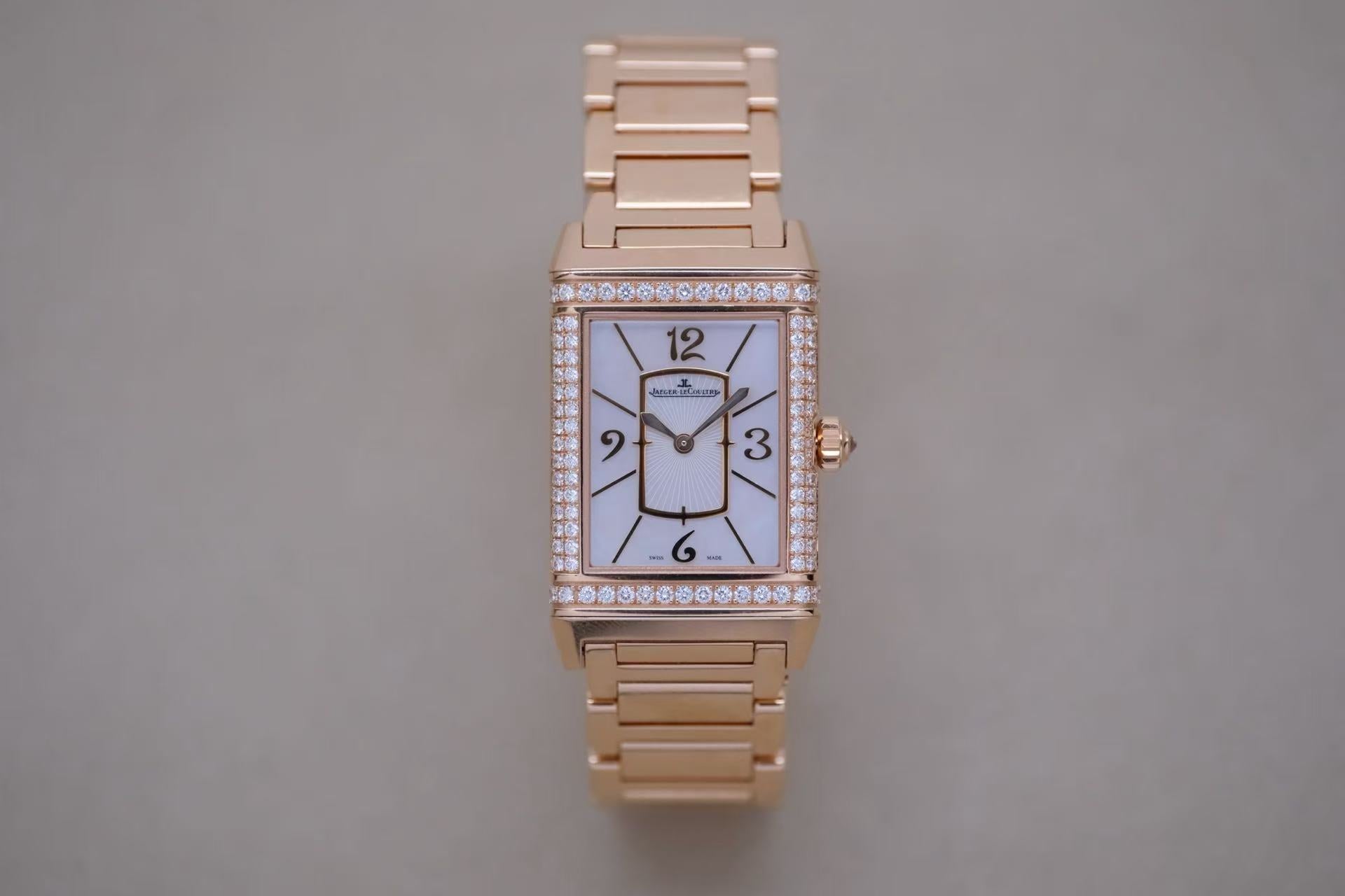 ✦ Jaeger-LeCoultre Reverso Q3212102 40x24mm 18K Rose Gold Diamond-Set Manual Mechanical Women's Watch