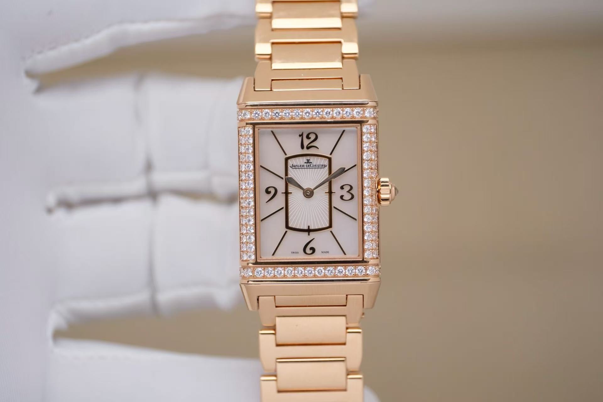 ✦ Jaeger-LeCoultre Reverso Q3212102 40x24mm 18K Rose Gold Diamond-Set Manual Mechanical Women's Watch