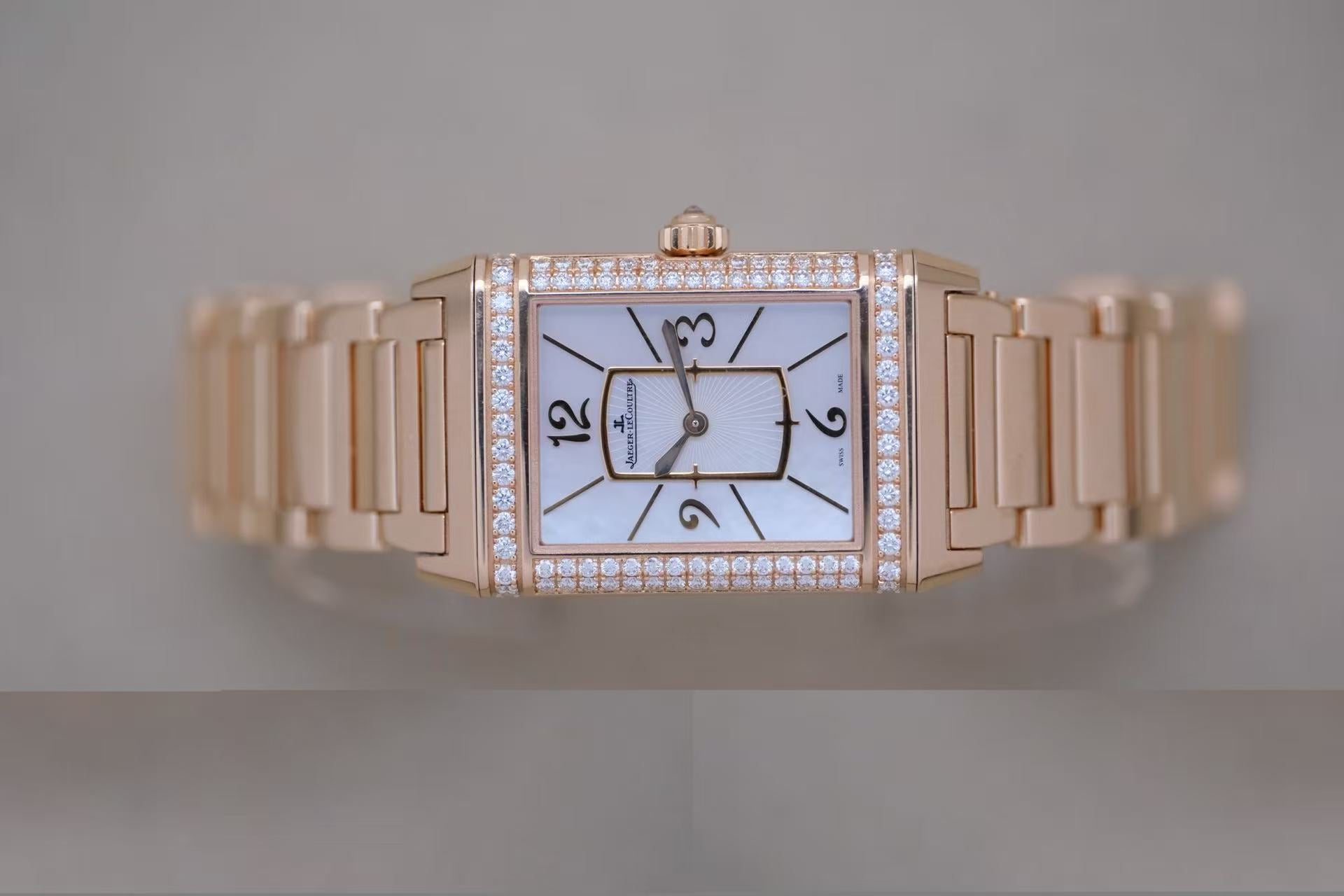 ✦ Jaeger-LeCoultre Reverso Q3212102 40x24mm 18K Rose Gold Diamond-Set Manual Mechanical Women's Watch