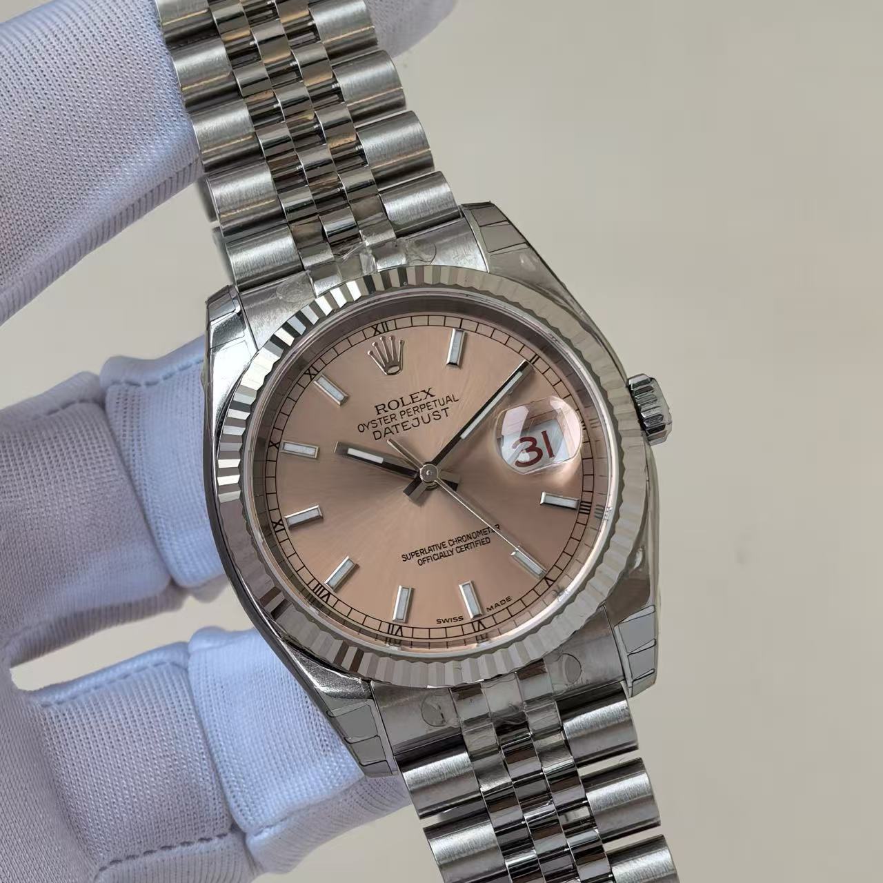 ✦ 劳力士 Rolex 日志型 116234 36毫米 18K白金钢 粉色表盘 自动机械女表