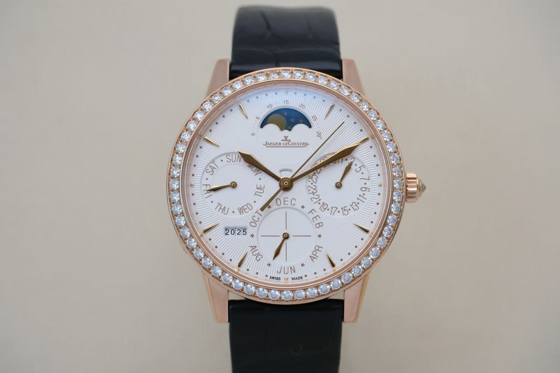✦ 积家 Jaeger-LeCoultre 约会系列 Q3492420 37.5毫米 18K玫瑰金 镶钻 万年历月相 自动机械