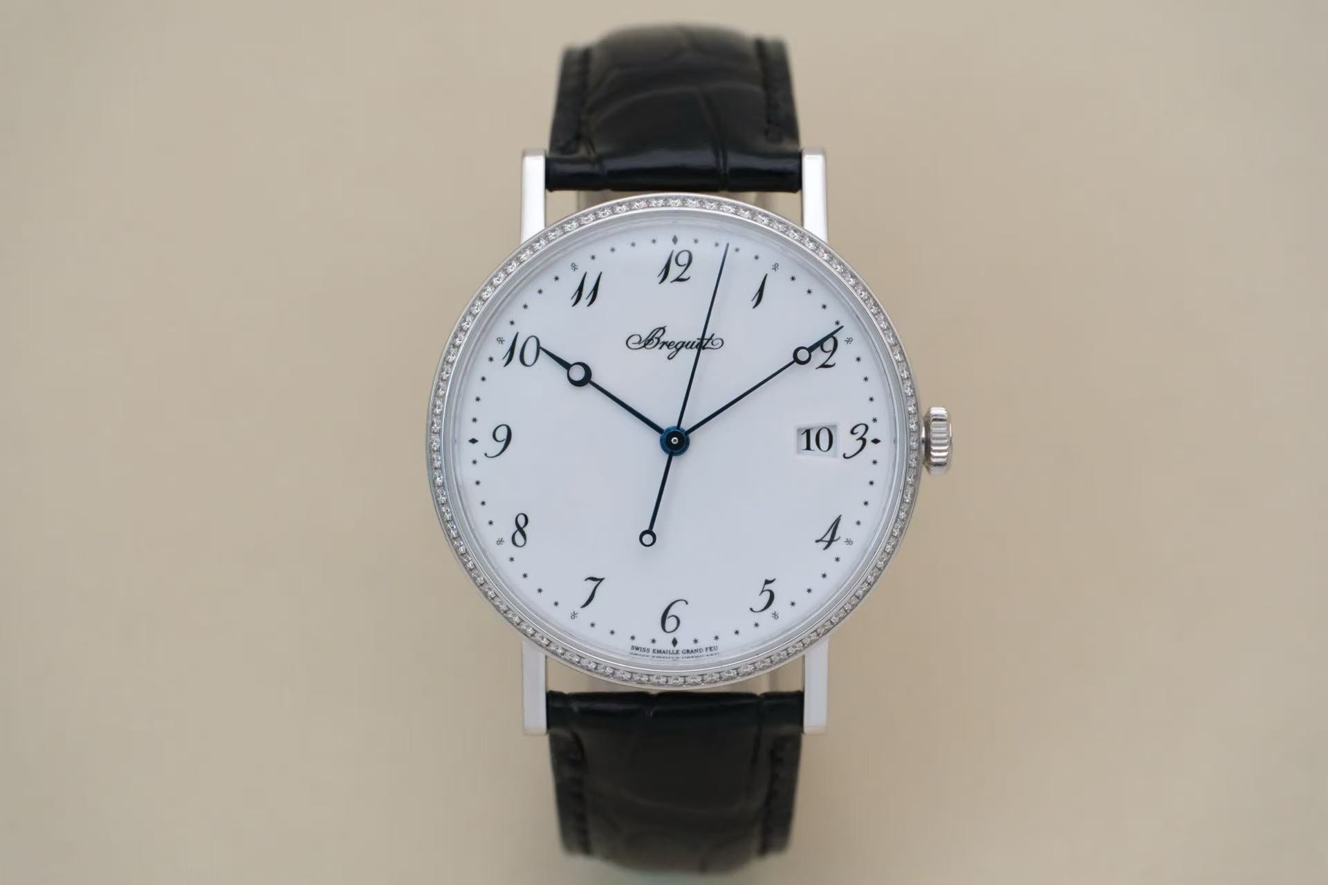 ✦ 宝玑 Breguet 经典系列 5178BB 38毫米 18K白金 珐琅盘 镶钻 自动机械