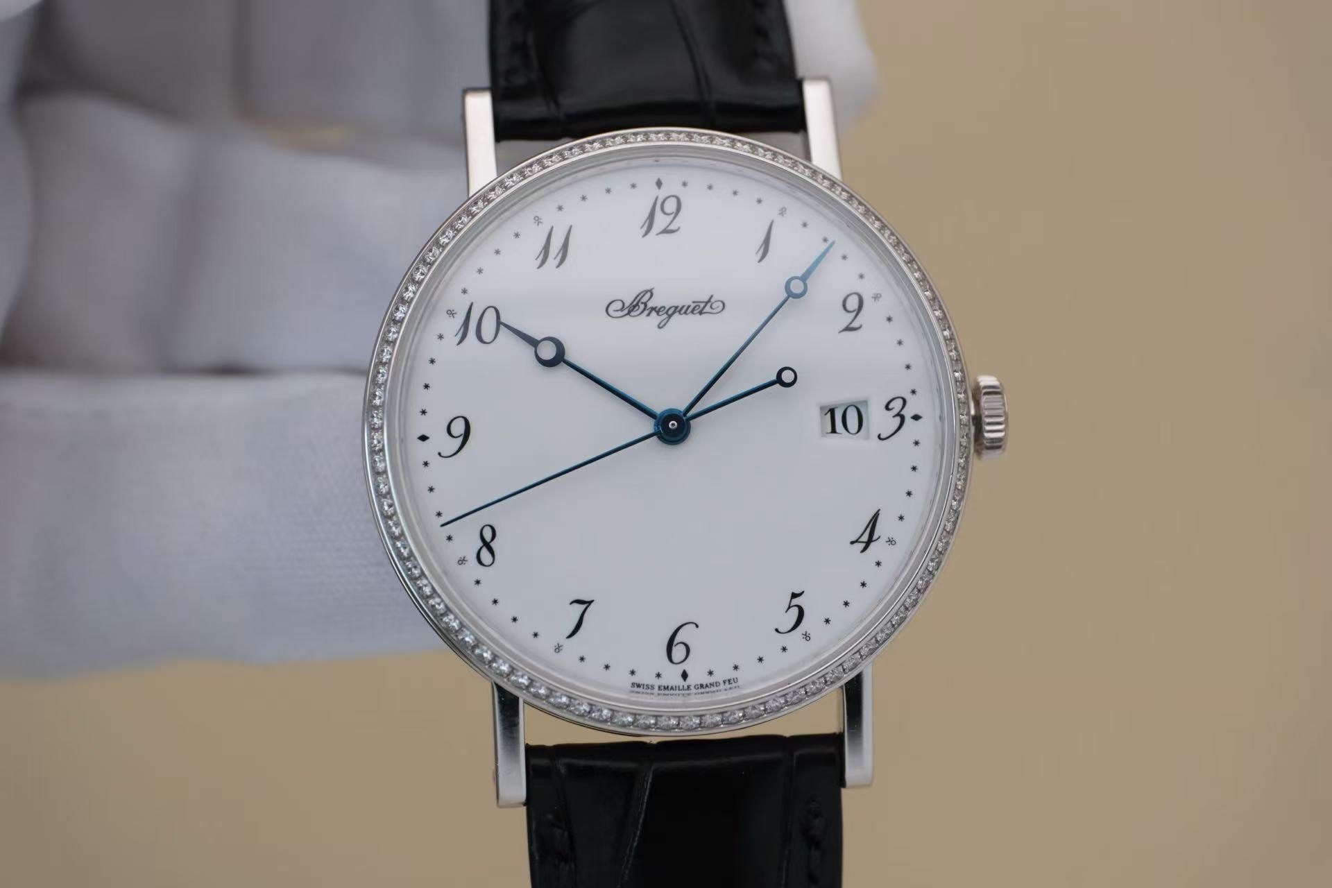 ✦ 宝玑 Breguet 经典系列 5178BB 38毫米 18K白金 珐琅盘 镶钻 自动机械