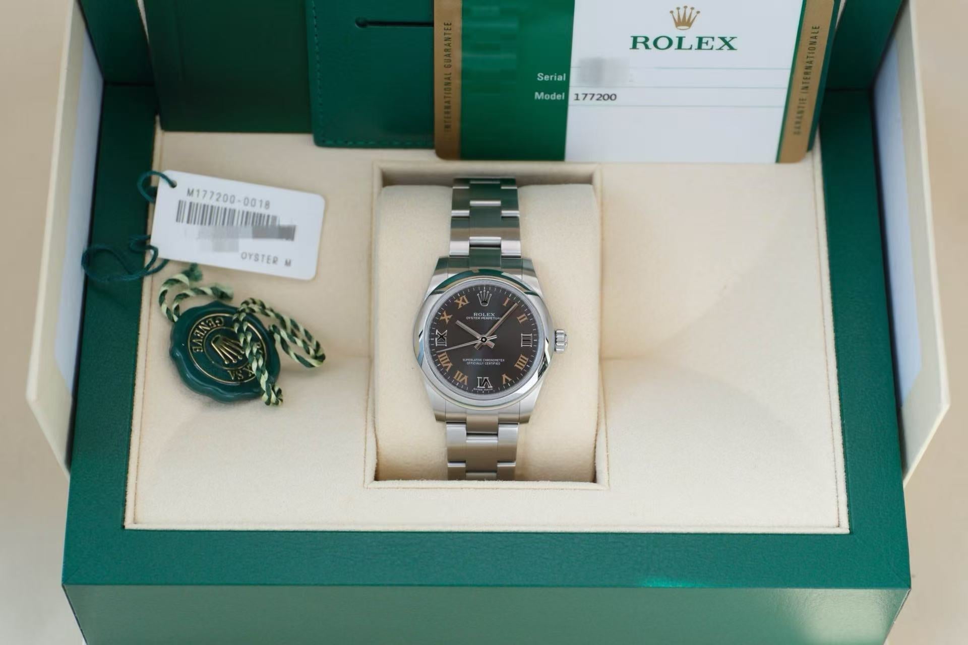 ✦ Rolex Oyster Perpetual 177200 31mm 904L Steel Roman Numeral Automatic Mechanical Watch
