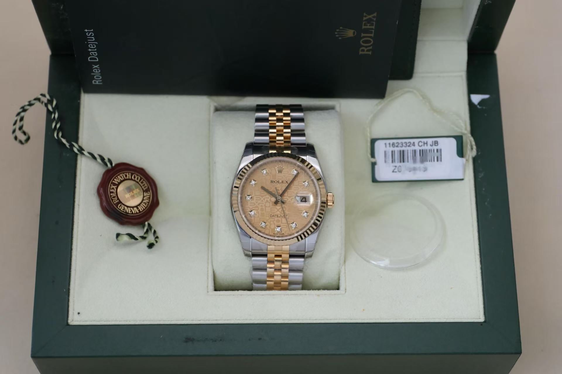 ✦ 劳力士 Rolex 日志型 116233 36毫米 黄金钢 镶钻电脑面 自动机械