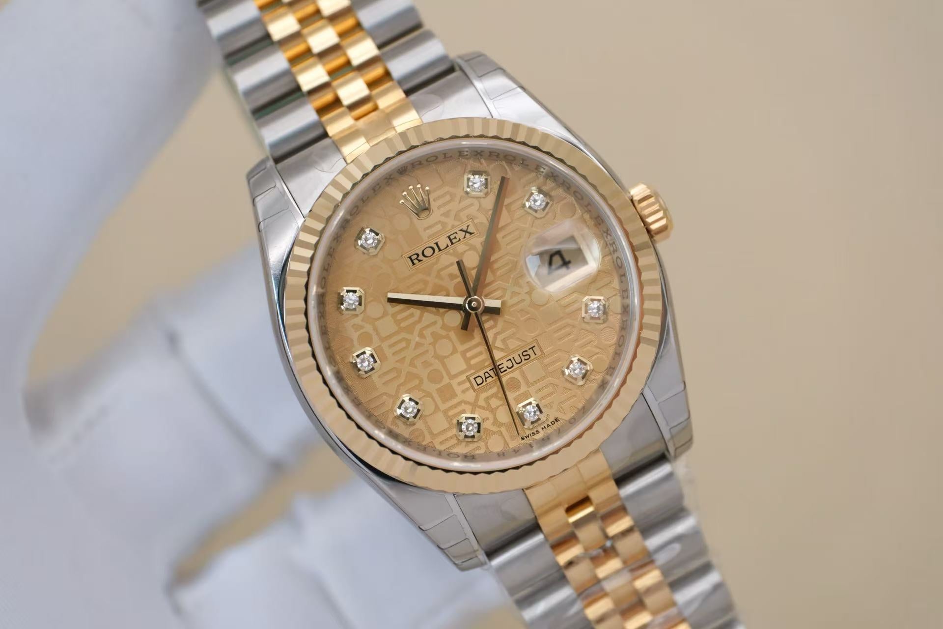 ✦ 劳力士 Rolex 日志型 116233 36毫米 黄金钢 镶钻电脑面 自动机械