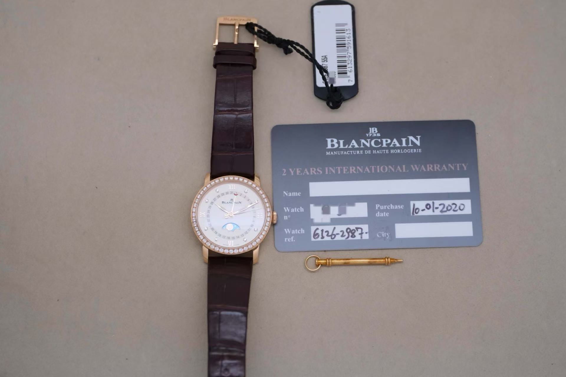 ✦ 宝珀 Blancpain 经典系列 6126 33.2毫米 18K红金 镶钻月相 自动机械