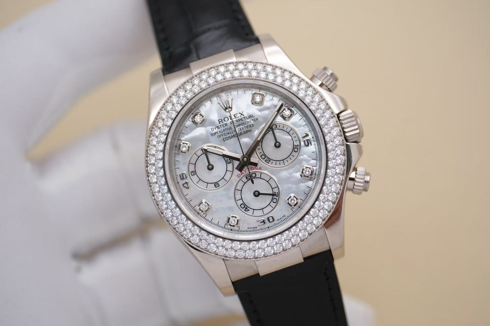 ✦ Rolex Cosmograph Daytona 116589 RBR8 40mm 18K White Gold Mother-of-Pearl Diamond Automatic Mechanical