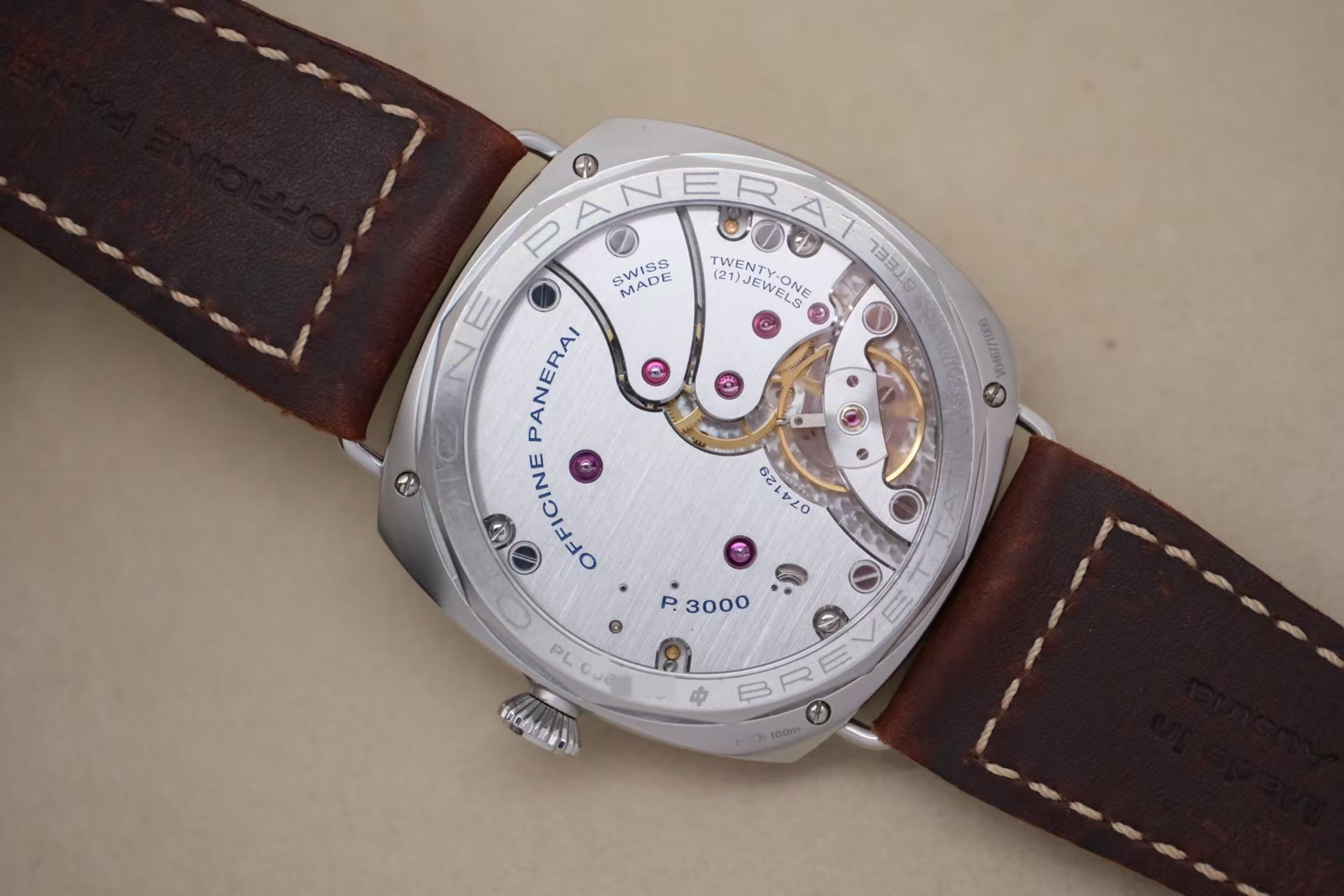 ✦ Panerai Rademir PAM00931 47mm Stainless Steel Sandblasted Egg Yolk Pie California Pastry Manual Mechanical Shot