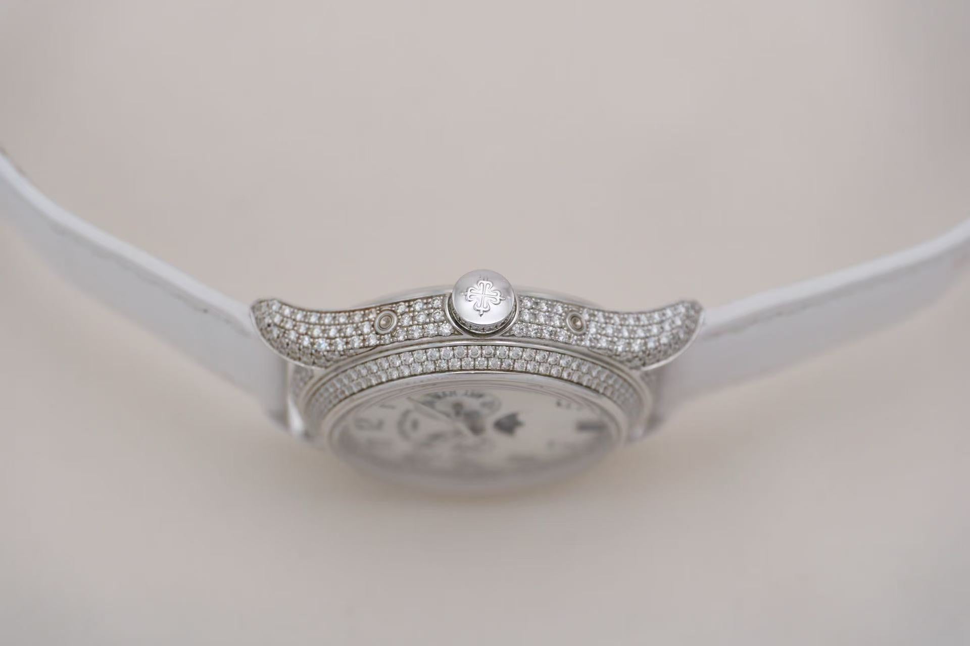 ✦ Patek Philippe Complications Timepiece 4937G 37mm 18K White Gold Annual Calendar with Diamonds
