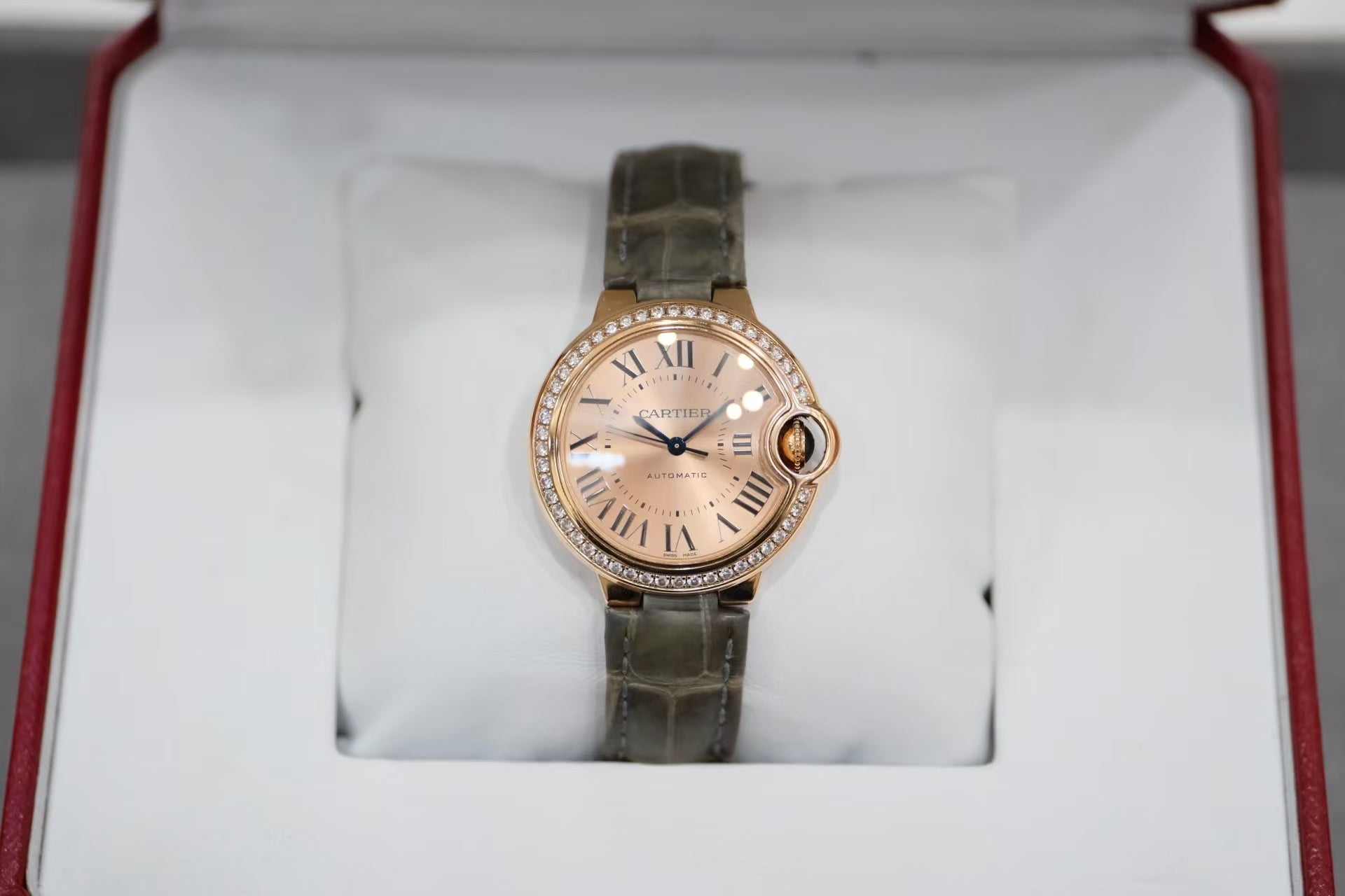 ✦ 卡地亚 Cartier 蓝气球 WJBB0076 33毫米 18K玫瑰金 镶钻 自动机械