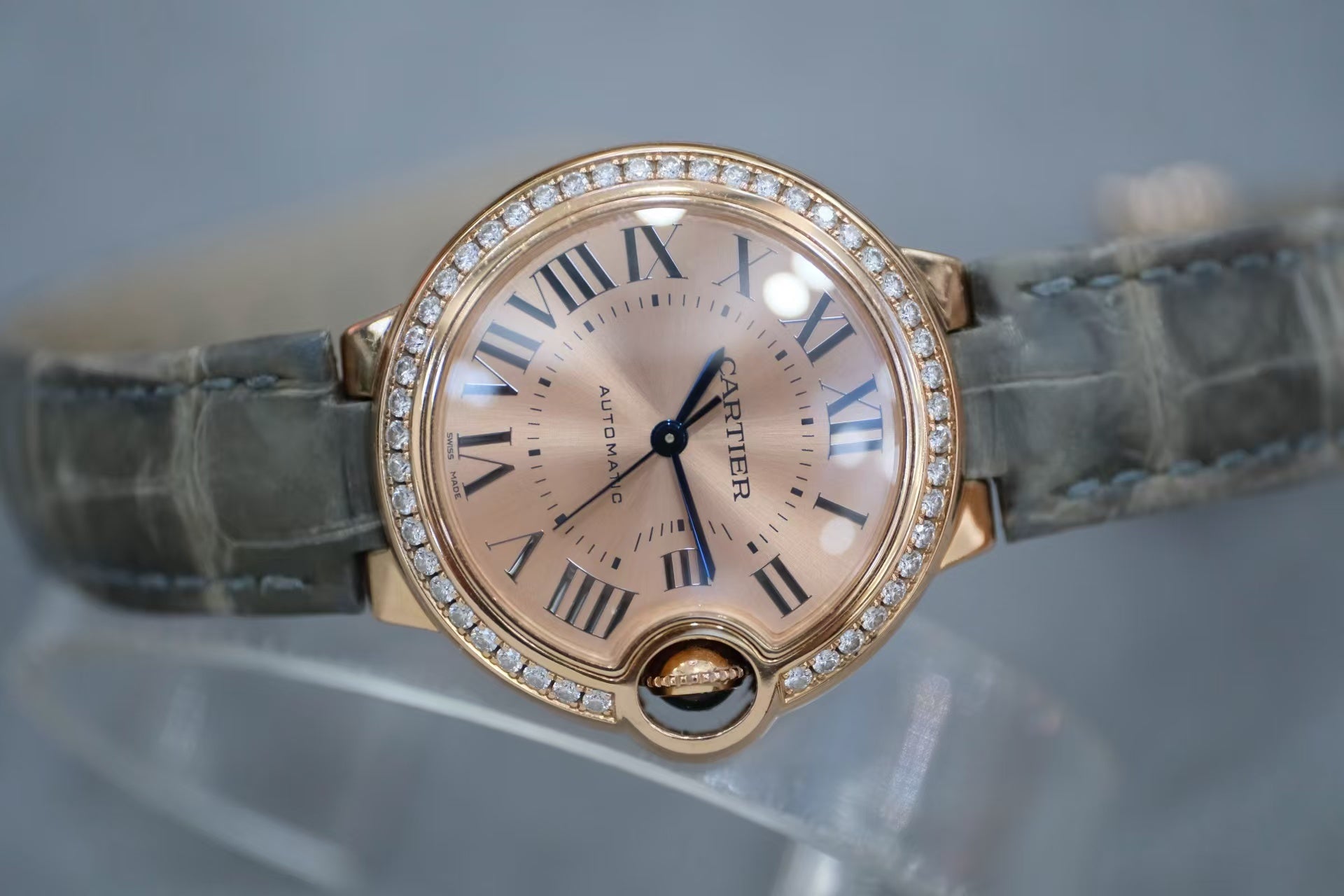 ✦ 卡地亚 Cartier 蓝气球 WJBB0076 33毫米 18K玫瑰金 镶钻 自动机械