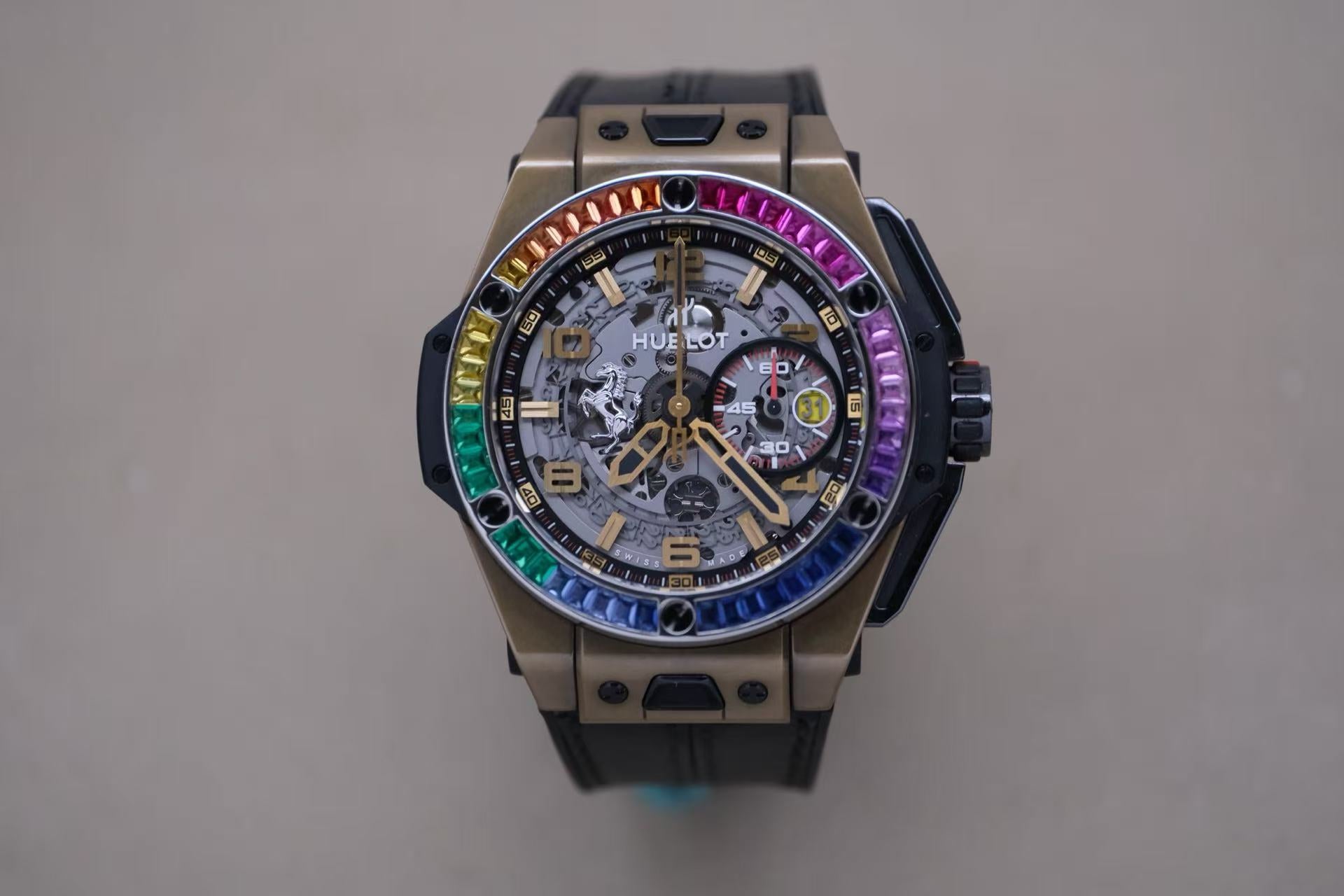 ✦ 宇舶 Hublot 经典融合 401.MX 45毫米 钛金属 限量款 后镶彩虹圈 自动机械